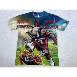 Alabama Crimson Tide Iron Bowl Warriors Men’s Large Shirt Custom Roll Bama